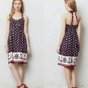 Vintage Anthropologie nautical halter dress